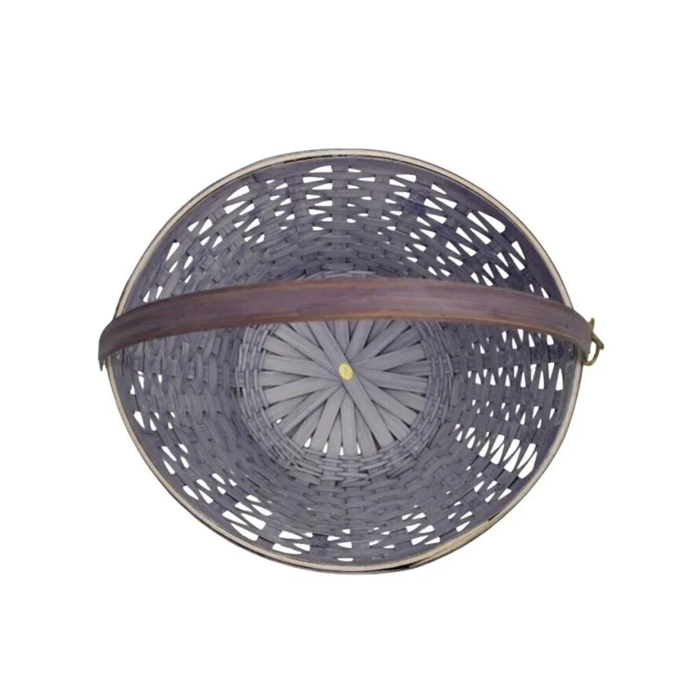 Purple Bamboo Woven Basket With Handle